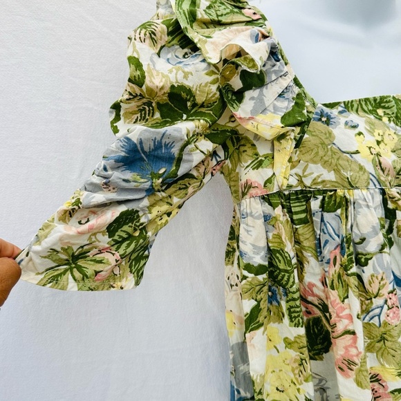 Urban Outfitters 100%Cotton Sundress Green and Pink Floral Top - Picture 7 of 15